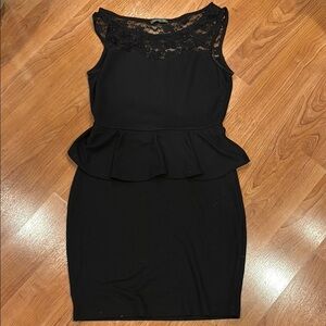 Soprano Black Peplum Sheath Mini Dress